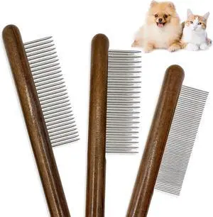 3 Pack Solid Wood Cat Combs, Stainless Steel Teeth for Cat Dog Rabbit Massage, Flea Lice Comb Removes Mats, Tangles and Loose Fur, Grooming Comb for Small Medium Pets 3 Pack Solid Wood Cat Combs, Stainless Steel Teeth for Cat Dog Rabbit Massage, Flea Lice Comb Removes Mats, Tangles and Loose Fur, Grooming Comb for Small Medium Pets