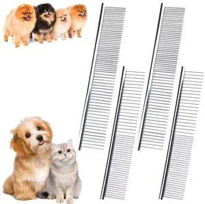 4 PCS Stainless-Steel Comb Dog Combs for Knots, Mats & Loose Hair Removal - Effective Dematting Tool, Comfortable, Lightweight, Portable & Safe for Dogs, Cats & Pets 4 PCS Stainless-Steel Comb Dog Combs for Knots, Mats & Loose Hair Removal - Effective Dematting Tool, Comfortable, Lightweight, Portable & Safe for Dogs, Cats & Pets