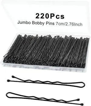 YINGFENG 220pcs Large 2.76-Inch Bobby Pins for Women, Super Grip Black Hair Clips with Box - Reusable Non-Slip Pins for Thick, Long Hair YINGFENG 220pcs Large 2.76-Inch Bobby Pins for Women, Super Grip Black Hair Clips with Box - Reusable Non-Slip Pins for Thick, Long Hair