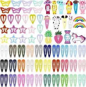 ECADY Hair Clips Colorful Hair Barrette Metal Cute Snap Hair Clips for Girls, Toddlers, Kids - 2 inch, 100pcs ECADY Hair Clips Colorful Hair Barrette Metal Cute Snap Hair Clips for Girls, Toddlers, Kids - 2 inch, 100pcs
