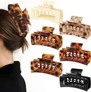 6 PCS 4.1 Inch Large Claw Clips for Thick Hair, Double Layer Teeth Tortoise Shell Rectangle Hair Clips for Hat,Strong Hold Square Big Claw Clip Non Slip Baseball Jaw Clips Hair Accessories 6 PCS 4.1 Inch Large Claw Clips for Thick Hair, Double Layer Teeth Tortoise Shell Rectangle Hair Clips for Hat,Strong Hold Square Big Claw Clip Non Slip Baseball Jaw Clips Hair Accessories