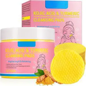 Turmeric Kojic Acid Cleansing Pads - Turmeric Facial Cleansing Pads For Acne Firming Skin - Remove Excess Keratin Clean Pores 50PCS Turmeric Kojic Acid Cleansing Pads - Turmeric Facial Cleansing Pads For Acne Firming Skin - Remove Excess Keratin Clean Pores 50PCS