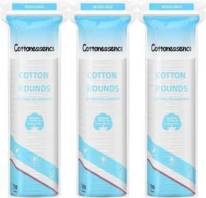 Cotton Rounds for Facial Cleansing and Nail Polish Removal (300count) - 100 Count, Pack of 3,100% Pure Cotton, Hypoallergenic Makeup Remover Pads, Lint-Free Multi-Layer Design Cotton Rounds for Facial Cleansing and Nail Polish Removal (300count) - 100 Count, Pack of 3,100% Pure Cotton, Hypoallergenic Makeup Remover Pads, Lint-Free Multi-Layer Design