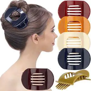 RC ROCHE 6 Pcs Flat Claw Clips for Women Thick Hair No Slip, Medium Classic | Duckbill Shape, Lay Flat Buns, No Crease Grip, French Twist, Side Slide Styling, Pilates, Yoga, Workouts and Travel RC ROCHE 6 Pcs Flat Claw Clips for Women Thick Hair No Slip, Medium Classic | Duckbill Shape, Lay Flat Buns, No Crease Grip, French Twist, Side Slide Styling, Pilates, Yoga, Workouts and Travel