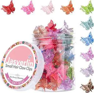 JASVERLIN Glitter Butterfly Hair Claw Clips, Y2K Hair Accessories 50 Pcs | 10 Colors Sparkly Mini Y2K Clips for Women Parties, Festivals and Everyday Styling Secure Claw Design JASVERLIN Glitter Butterfly Hair Claw Clips, Y2K Hair Accessories 50 Pcs | 10 Colors Sparkly Mini Y2K Clips for Women Parties, Festivals and Everyday Styling Secure Claw Design