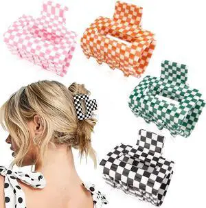 Ahoney 4 Pack Checkered Hair Claw Clips for Thin Hair Y2k Hair Accessories | 2" Small Hair Clips for Thick Hair Cute Hair Clips for Women Girls Ahoney 4 Pack Checkered Hair Claw Clips for Thin Hair Y2k Hair Accessories | 2" Small Hair Clips for Thick Hair Cute Hair Clips for Women Girls