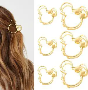 6 Pack Large Metal Claw Clips, Gold Hair Clips, Thick Hair Barrette Hair Clips for Mouse Ears Theme Party Super Cute Theme Park Hair Clasps Accessories 6 Pack Large Metal Claw Clips, Gold Hair Clips, Thick Hair Barrette Hair Clips for Mouse Ears Theme Party Super Cute Theme Park Hair Clasps Accessories