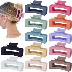 Sisiaipu 12 Pcs Medium Hair Clips, 3.5 Inch, Colorful - Hair Clips for Thick and Thin Hair, Square Claw Clips, Jaw Clips, Bulk Hair Accessories for Women and Girls Sisiaipu 12 Pcs Medium Hair Clips, 3.5 Inch, Colorful - Hair Clips for Thick and Thin Hair, Square Claw Clips, Jaw Clips, Bulk Hair Accessories for Women and Girls