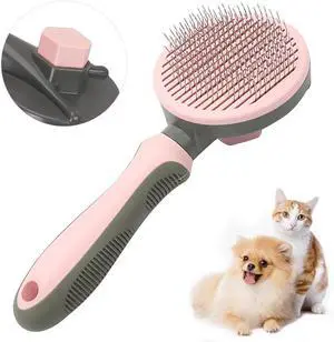 Pet Hair Brush, Cat Brush Self Cleaning Slicker Brush, Dog Brush for Shedding and Grooming, Pet Brush for Short and Long Haired Dogs Cats Rabbits, Removes Loose Undercoat & Tangled Hair (Pink) Pet Hair Brush, Cat Brush Self Cleaning Slicker Brush, Dog Brush for Shedding and Grooming, Pet Brush for Short and Long Haired Dogs Cats Rabbits, Removes Loose Undercoat & Tangled Hair (Pink)