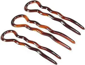 Parcelona French Sleek Brown Tortoise Shell Wavy Crink U Shaped Hair Pins | Chignon Large 3 1/2" Cellulose Made in France Set of 3 Updo Bun Pin Sticks for Women and Girls Parcelona French Sleek Brown Tortoise Shell Wavy Crink U Shaped Hair Pins | Chignon Large 3 1/2" Cellulose Made in France Set of 3 Updo Bun Pin Sticks for Women and Girls