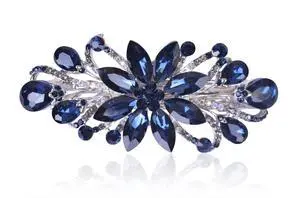 Flower Luxury Jewelry Design Hairpin Rhinestone Hair Barrette Clip for Mom (Dark Blue) Flower Luxury Jewelry Design Hairpin Rhinestone Hair Barrette Clip for Mom (Dark Blue)