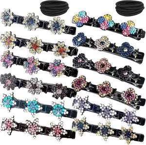 24 PCS Sparkling Crystal Stone Braided Hair Clips for Women Seamless Hair Ties Short Hair Clips Duckbill Clip Braided Hair Clip for Ladies and Girls Crystal Stone (12PCS+12PCS) 24 PCS Sparkling Crystal Stone Braided Hair Clips for Women Seamless Hair Ties Short Hair Clips Duckbill Clip Braided Hair Clip for Ladies and Girls Crystal Stone (12PCS+12PCS)
