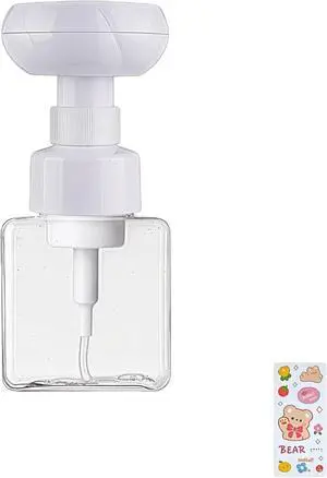 Flower Foaming 250ml Plastic Soap Dispenser Pump Bottle for Hand Soap | Transparent flower foaming pump bottle with cute stickers. Perfect for kids bathroom, kitchen, shampoo and hand soap Flower Foaming 250ml Plastic Soap Dispenser Pump Bottle for Hand Soap | Transparent flower foaming pump bottle with cute stickers. Perfect for kids bathroom, kitchen, shampoo and hand soap