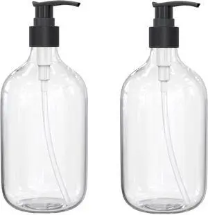 10 Ounce Clear Plastic Pump Bottle Dispenser, Refillable Empty Bottle Container with Pump for Essential Oil Soap Lotion Shampoo, 2 Pcs | Refillable Empty Bottle Container with Pump 10 Ounce Clear Plastic Pump Bottle Dispenser, Refillable Empty Bottle Container with Pump for Essential Oil Soap Lotion Shampoo, 2 Pcs | Refillable Empty Bottle Container with Pump