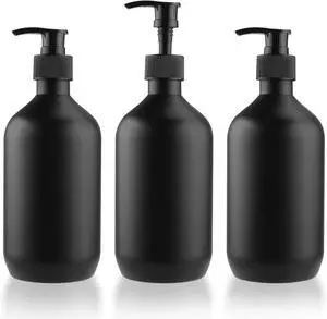 BOSMOIW 3 Pieces 500ML/17OZ Black Matte PET Soap Dispenser,Plastic Shampoo Pump Bottle,Empty Hand Soap Containers,Bathroom Countertop Pump Dispensers for Shampoo,Conditioner,Shower Gel,Massage Oil BOSMOIW 3 Pieces 500ML/17OZ Black Matte PET Soap Dispenser,Plastic Shampoo Pump Bottle,Empty Hand Soap Containers,Bathroom Countertop Pump Dispensers for Shampoo,Conditioner,Shower Gel,Massage Oil