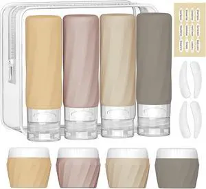 14pack Travel Bottles for Toiletries, TSA Approved Travel Size Toiletries Containers Set, Premium Silicone Leak Proof Refillable Squeezable & Creams jars Accessories Kit W/Clear Bag (Apricot) 14pack Travel Bottles for Toiletries, TSA Approved Travel Size Toiletries Containers Set, Premium Silicone Leak Proof Refillable Squeezable & Creams jars Accessories Kit W/Clear Bag (Apricot)