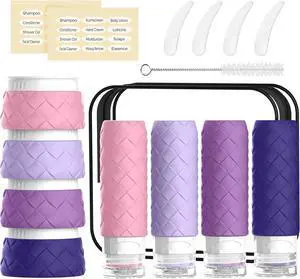 16 Pack Travel Bottles for Toiletries, TSA Approved Travel Size Toiletries Containers Set, BPA-Free Silicone Leak Proof Refillable Bottles Stackable Creams Jars Accessories Kit W/Clear Bag(Purple) 16 Pack Travel Bottles for Toiletries, TSA Approved Travel Size Toiletries Containers Set, BPA-Free Silicone Leak Proof Refillable Bottles Stackable Creams Jars Accessories Kit W/Clear Bag(Purple)