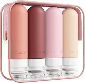 Quatish Travel Bottles for Toiletries, Original Patented Leak Proof Travel Size Containers, 3 oz Tsa Approved Silicone Shampoo and Conditioner Bottles, 4 Pack, Red Rock Quatish Travel Bottles for Toiletries, Original Patented Leak Proof Travel Size Containers, 3 oz Tsa Approved Silicone Shampoo and Conditioner Bottles, 4 Pack, Red Rock