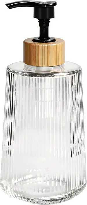 Glass Soap Dispenser, Thickened Glass Hand Soap Dispenser for Bathroom, Kitchen Dish Washing Liquid Bottles, Shampoo and Conditioner Bottles, Modern Farmhouse Style (Clear, Set of 1, 12oz) Glass Soap Dispenser, Thickened Glass Hand Soap Dispenser for Bathroom, Kitchen Dish Washing Liquid Bottles, Shampoo and Conditioner Bottles, Modern Farmhouse Style (Clear, Set of 1, 12oz)