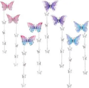 PAGOW 8pcs Butterfly Hair Tassel Clips, Cute Alligator Barrettes | Decorative Butterfly Clips for Hair, Valentines Wedding Prom Birthday Hairpin Accessories for Women Girl-Blue Purple Pink PAGOW 8pcs Butterfly Hair Tassel Clips, Cute Alligator Barrettes | Decorative Butterfly Clips for Hair, Valentines Wedding Prom Birthday Hairpin Accessories for Women Girl-Blue Purple Pink