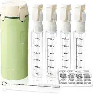4 in 1 Travel Dispenser Bottle with Cleaning Brush,4 Pack 30ml Leak Proof Refillable Travel Size Toiletries Containers for Shampoo Conditioner,Portable Travel Bottles Set for Vacation Camping & Gym 4 in 1 Travel Dispenser Bottle with Cleaning Brush,4 Pack 30ml Leak Proof Refillable Travel Size Toiletries Containers for Shampoo Conditioner,Portable Travel Bottles Set for Vacation Camping & Gym