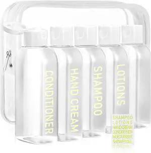 5 Pack Travel Bottles for Toiletries, 3.4oz TSA Approved Travel Containers | Leak Proof Refillable Travel Accessories for Shampoo Conditioner, Plastic Travel Bottles with Toiletry Bag and Label 5 Pack Travel Bottles for Toiletries, 3.4oz TSA Approved Travel Containers | Leak Proof Refillable Travel Accessories for Shampoo Conditioner, Plastic Travel Bottles with Toiletry Bag and Label