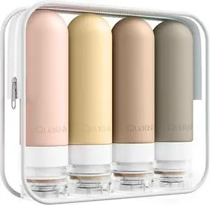 Quatish Travel Bottles for Toiletries, Original Patented Leak Proof Travel Size Containers, 3 oz Tsa Approved Silicone Shampoo and Conditioner Bottles, 4 Pack, Brown Quatish Travel Bottles for Toiletries, Original Patented Leak Proof Travel Size Containers, 3 oz Tsa Approved Silicone Shampoo and Conditioner Bottles, 4 Pack, Brown