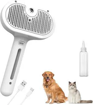 Pet Steam Brush, 3-in-1 Spray Hair Removal Comb for Dog and Cat, Steam for Shedding and Grooming, Spritz Defur Comb, Water Brush for Long & Short Haired Pets Pet Steam Brush, 3-in-1 Spray Hair Removal Comb for Dog and Cat, Steam for Shedding and Grooming, Spritz Defur Comb, Water Brush for Long & Short Haired Pets