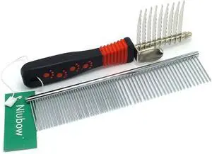 Pet Grooming Tools: Stainless Steel Comb + Dematting Comb | Great Pet Dog Cat Fur Grooming Tool for Mats & Tangles Shedding Pet Grooming Tools: Stainless Steel Comb + Dematting Comb | Great Pet Dog Cat Fur Grooming Tool for Mats & Tangles Shedding