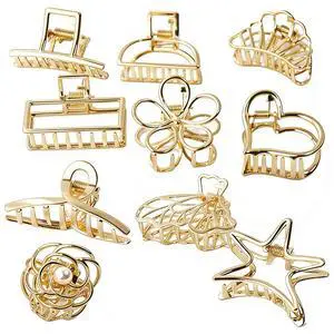 10 Pack Gold Metal Hair Clips, Mini Claw Clips Secure Everyday Hair Accessories for Women and Teens, Strong Hold, Stylish and Versatile 10 Pack Gold Metal Hair Clips, Mini Claw Clips Secure Everyday Hair Accessories for Women and Teens, Strong Hold, Stylish and Versatile