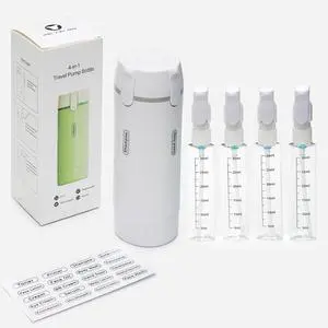 4 in 1 Travel Dispenser Bottle, Leak Proof Refillable Travel Bottles for Toiletries, Rotatable Shampoo Dispenser for Lotion, Soap & Liquid, Portable Travel Containers for Camping Gym (Grey) 4 in 1 Travel Dispenser Bottle, Leak Proof Refillable Travel Bottles for Toiletries, Rotatable Shampoo Dispenser for Lotion, Soap & Liquid, Portable Travel Containers for Camping Gym (Grey)