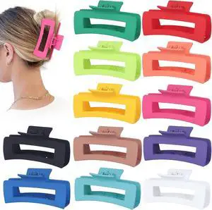 Sisiaipu 4.1 Inch Jumbo Claw Clips for Thick Hair - 12 Pcs Square Hair Accessories for Women and Girls - Dopamine Sisiaipu 4.1 Inch Jumbo Claw Clips for Thick Hair - 12 Pcs Square Hair Accessories for Women and Girls - Dopamine