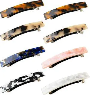 Hair Barrettes, 8 Pcs 3 Inch Acetate Small Clips | French tortoise shell design, no-slip grip for fine, thin, or thick hair. Accessory for women and girls. Hair Barrettes, 8 Pcs 3 Inch Acetate Small Clips | French tortoise shell design, no-slip grip for fine, thin, or thick hair. Accessory for women and girls.