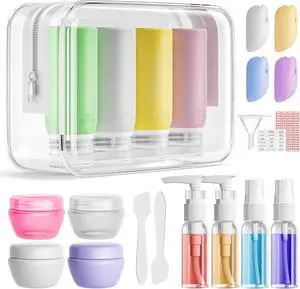 Muslish 21 Pack Leak Proof Silicone Travel Bottles Set, TSA Approved Containers for Toiletries, Travel Size Accessories and Shampoo Conditioner Bottles with Toiletry Bag (BPA Free) Muslish 21 Pack Leak Proof Silicone Travel Bottles Set, TSA Approved Containers for Toiletries, Travel Size Accessories and Shampoo Conditioner Bottles with Toiletry Bag (BPA Free)