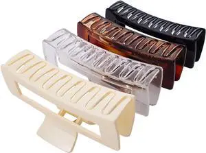 4 Pack Extra Large Hair Claw for Women, 5'' Strong Hold Bright Clamps for Thick and Long Hair, 90's Non-slip Square Jaw Clips for Curly Hair, 4 Pack Extra Large Hair Claw for Women, 5'' Strong Hold Bright Clamps for Thick and Long Hair, 90's Non-slip Square Jaw Clips for Curly Hair,