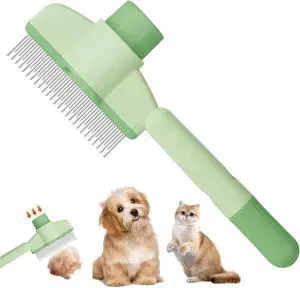 Self-Cleaning Cat & Dog Comb 2-in-1 Pet Hair Removal with Stainless Steel Teeth, Easy Release Button, for Shedding, Detangling & Grooming Self-Cleaning Cat & Dog Comb 2-in-1 Pet Hair Removal with Stainless Steel Teeth, Easy Release Button, for Shedding, Detangling & Grooming
