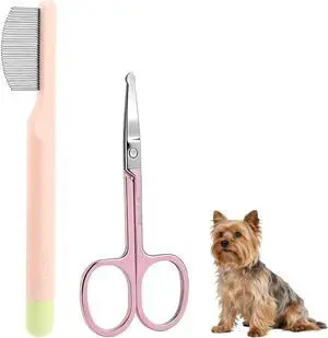 2 Pack Stainless Steel Pet Grooming Comb | Round-tip Mini Trimming Scissors Set, Gentle Tear Stain Eye Debris Remover for Dogs and Cats 2 Pack Stainless Steel Pet Grooming Comb | Round-tip Mini Trimming Scissors Set, Gentle Tear Stain Eye Debris Remover for Dogs and Cats