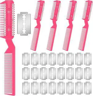 Yinkin 5-Piece Razor Comb for Dogs & Cats, Pink, Plastic & Stainless Steel, Small to Medium Dogs, 25 Extra Blades, Manual, Grooming & Trimming Yinkin 5-Piece Razor Comb for Dogs & Cats, Pink, Plastic & Stainless Steel, Small to Medium Dogs, 25 Extra Blades, Manual, Grooming & Trimming