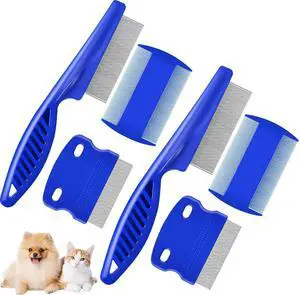 6 Pack Dog Grooming Comb, Pet Flea Lice Stainless Steel Cat Combs with Rounded Teeth, 2-in-1 Double Sided Professional Dogs Tear Stain Remover, Dematting Tool for Small, Medium & Large Pets 6 Pack Dog Grooming Comb, Pet Flea Lice Stainless Steel Cat Combs with Rounded Teeth, 2-in-1 Double Sided Professional Dogs Tear Stain Remover, Dematting Tool for Small, Medium & Large Pets