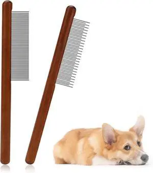 2pcs Grooming Comb for Pets, Solid Wood Cat Combs with Narrow Rounded-Tip Steel Teeth Pet Hair Comb Metal Flea Lice Comb for Cats Dogs Small & Medium Pets Tangled Hair 2pcs Grooming Comb for Pets, Solid Wood Cat Combs with Narrow Rounded-Tip Steel Teeth Pet Hair Comb Metal Flea Lice Comb for Cats Dogs Small & Medium Pets Tangled Hair
