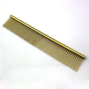 ZoCr Stainless Steel Pet Comb for Dogs Cats, Pet Grooming Comb with Different Spaced Rounded Teeth (Golden) ZoCr Stainless Steel Pet Comb for Dogs Cats, Pet Grooming Comb with Different Spaced Rounded Teeth (Golden)