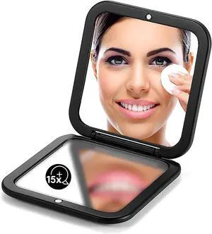 OMIRO Compact Mirror with 15X Magnification, 3.5 Small Mirror for Purse | Travel Mirror, Pocket Mirror for WomenMen, Purse Accessories, Square, Black OMIRO Compact Mirror with 15X Magnification, 3.5 Small Mirror for Purse | Travel Mirror, Pocket Mirror for WomenMen, Purse Accessories, Square, Black