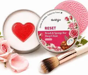 Makeup Brush Cleaner Soap, Rose Oil Solid Bar | Heart-Shaped Solid Cleanser for Makeup Brushes & Sponges with Silicone Cleaning Pad, Rose Oil Formula, Travel Friendly Makeup Brush Cleaner Soap, Rose Oil Solid Bar | Heart-Shaped Solid Cleanser for Makeup Brushes & Sponges with Silicone Cleaning Pad, Rose Oil Formula, Travel Friendly
