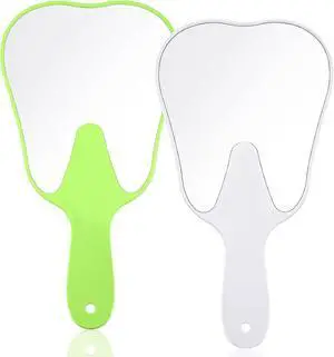 Jetec 2 Pieces Tooth Shaped Handheld Mirror Cute Makeup Mirror Hand Held Plastic Dental Mirrors with Handle Cosmetic Hand Mirror Back to School for Women Men Gifts(Green, White) Jetec 2 Pieces Tooth Shaped Handheld Mirror Cute Makeup Mirror Hand Held Plastic Dental Mirrors with Handle Cosmetic Hand Mirror Back to School for Women Men Gifts(Green, White)