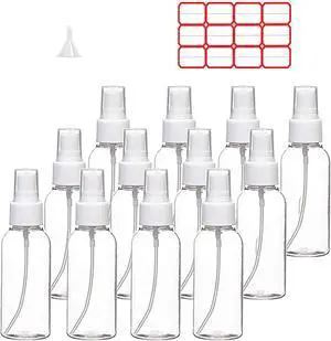 Spray Bottles, 12 Pack 4oz 120ml Clear Empty Fine Mist Plastic Mini Travel Bottle Set, Small Refillable Liquid Containers, 4 Ounce Spray Bottles, 12 Pack 4oz 120ml Clear Empty Fine Mist Plastic Mini Travel Bottle Set, Small Refillable Liquid Containers, 4 Ounce