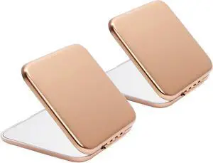 Compact Mirror, Pocket Travel Makeup Mirror for Purse, Metal Square Shell, 2-Sided 1X/2X Magnifying, Portable, Folding, Handheld, Rose,2 Pack Compact Mirror, Pocket Travel Makeup Mirror for Purse, Metal Square Shell, 2-Sided 1X/2X Magnifying, Portable, Folding, Handheld, Rose,2 Pack