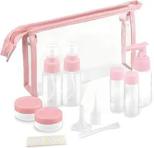 Travel Bottles Kit,11pcs TSA Approved Leak Proof Toiletry Container | PET plastic, leak-proof, TSA size, 40ml bottles, sprayers, jars, bag included, for lotion, shampoo, travel, gym Travel Bottles Kit,11pcs TSA Approved Leak Proof Toiletry Container | PET plastic, leak-proof, TSA size, 40ml bottles, sprayers, jars, bag included, for lotion, shampoo, travel, gym