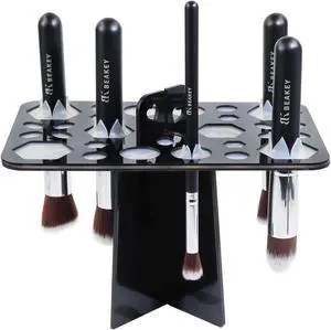 BEAKEY Make up Brush Drying Rack, Collapsible Makeup Brush Holder 28 Holes Makeup Brush Dryer Stand - Black BEAKEY Make up Brush Drying Rack, Collapsible Makeup Brush Holder 28 Holes Makeup Brush Dryer Stand - Black