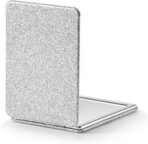 OMIRO Compact Mirror with 3x/1x Magnification, 3.4" Pocket Mirror | Travel Mirror, Pocket Mirror for WomenMen, Silver, Glitter PU Leather, Rectangular OMIRO Compact Mirror with 3x/1x Magnification, 3.4" Pocket Mirror | Travel Mirror, Pocket Mirror for WomenMen, Silver, Glitter PU Leather, Rectangular