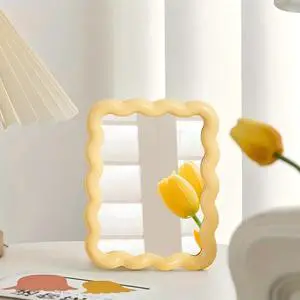 Wave Table Desk Vanity Makeup Mirror Small Make Up Office Mirror Yellow | Desk Decor,Cute Mirror,Cute Desk Accessories,Mini Mirror,for Standing Hanging,6.7X5.3Inch,Home Decor Wave Table Desk Vanity Makeup Mirror Small Make Up Office Mirror Yellow | Desk Decor,Cute Mirror,Cute Desk Accessories,Mini Mirror,for Standing Hanging,6.7X5.3Inch,Home Decor